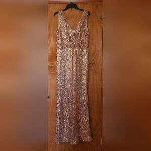 Badgley Mishka Pink sequin gown size 14 NWT